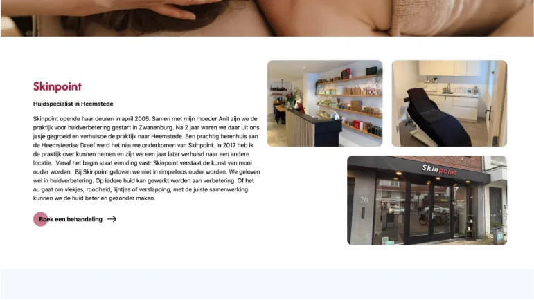 Skinpoint website (2/6)